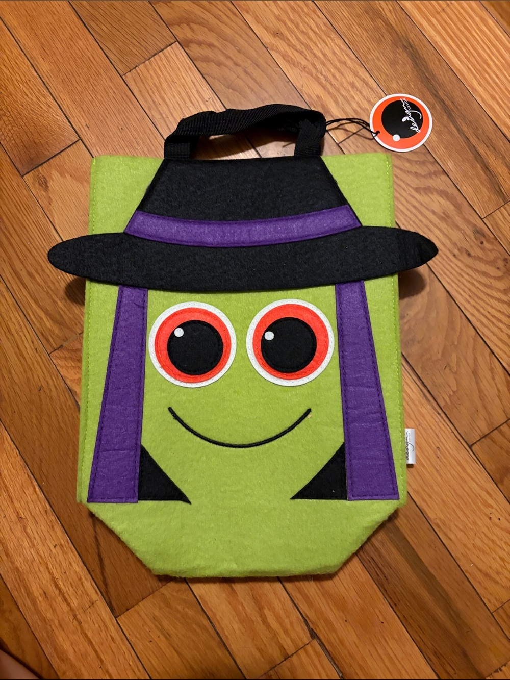 Kids Felt Witch Trick-or-Treat Bag — Green & Purple